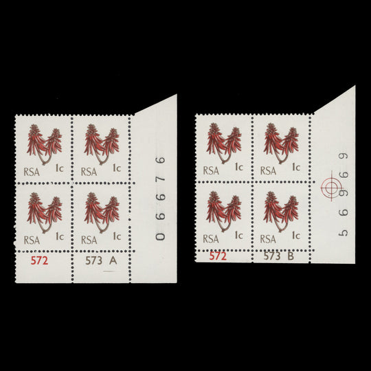 South Africa 1974 (MNH) 1c Kafferboom Flower blocks, no watermark
