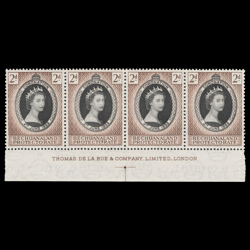 Bechuanaland 1953 (MNH) 2d Coronation imprint strip