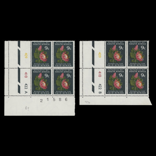 South Africa 1972 (MNH) 9c Protea cylinder blocks, phosphor paper
