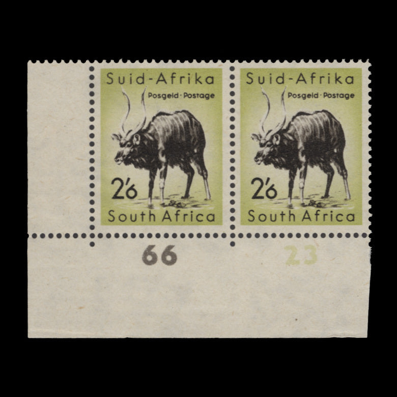 South Africa 1959 (MMH) 2s6d Nyala cylinder 66–23 pair