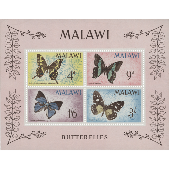 Malawi 1966 (MNH) Butterflies miniature sheet
