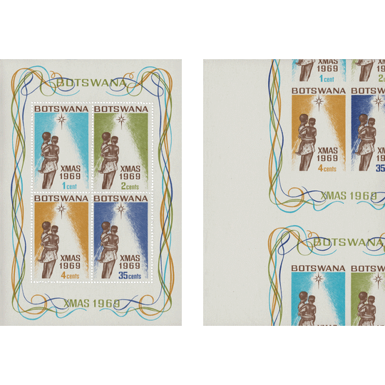 Botswana 1969 Christmas imperf and miscut proof miniature sheet