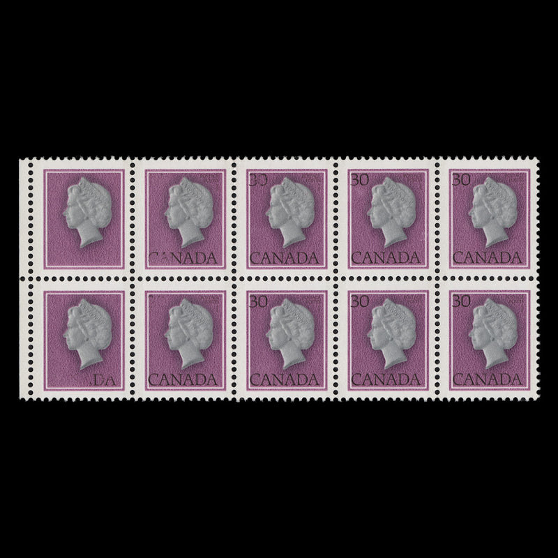 Canada 1982 (Error) 30c Queen Elizabeth II block progressively missing black