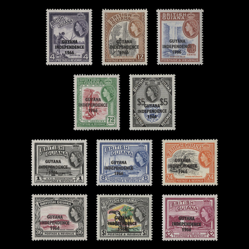 Guyana 1966 (MNH) Independence Provisionals, sideways watermark