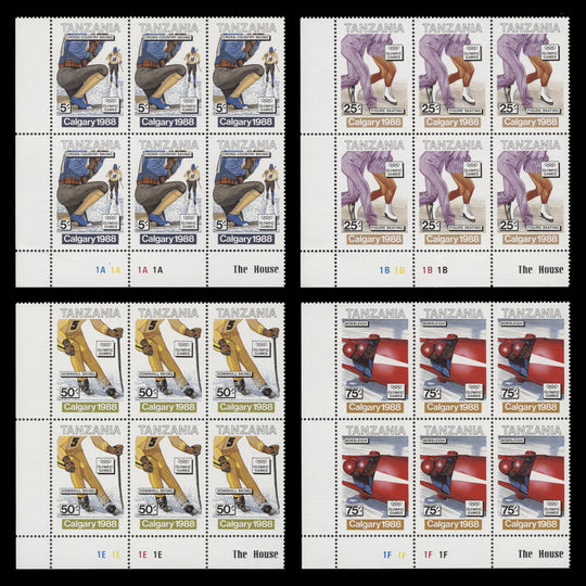 Tanzania 1988 (MNH) Winter Olympic Games, Calgary plate blocks