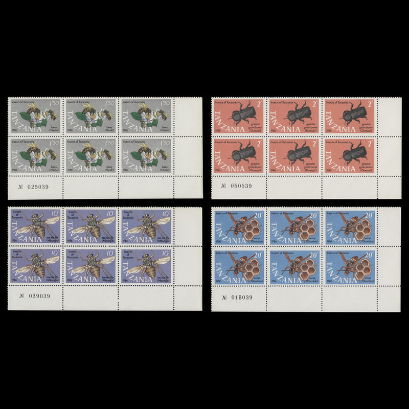 Tanzania 1987 (MNH) Insects sheet number blocks