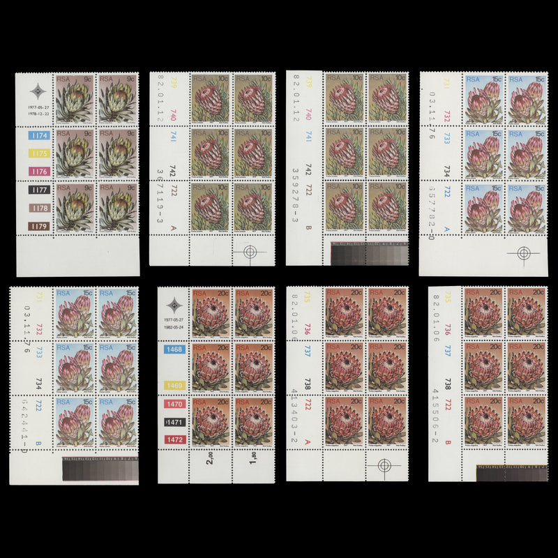 South Africa 1978 (MNH) Proteas cylinder blocks, perf 14 x 13½