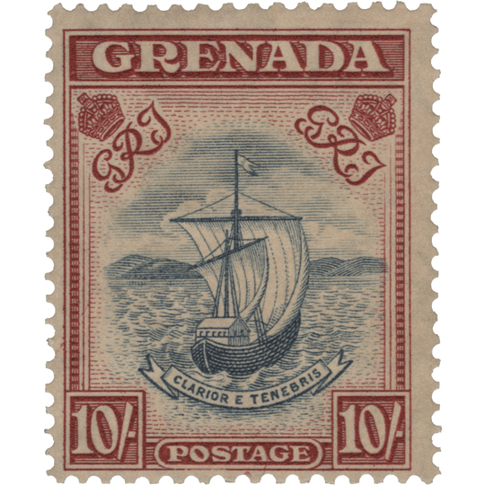 Grenada 1938 (MNH) 10s Badge of the Colony, perf 12 x 13