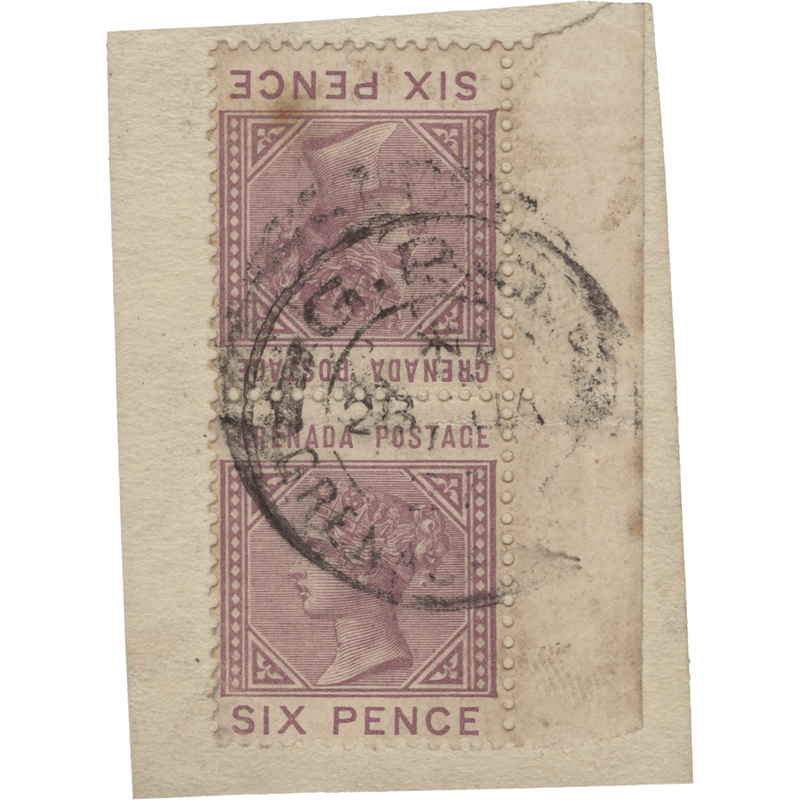 Grenada 1883 (Used) 6d Queen Victoria tête-bêche pair