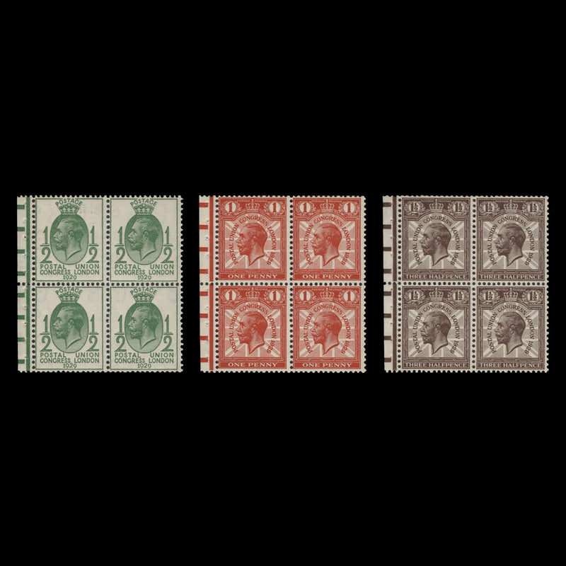 Great Britain 1929 (MNH) Postal Union Congress booklet pane blocks