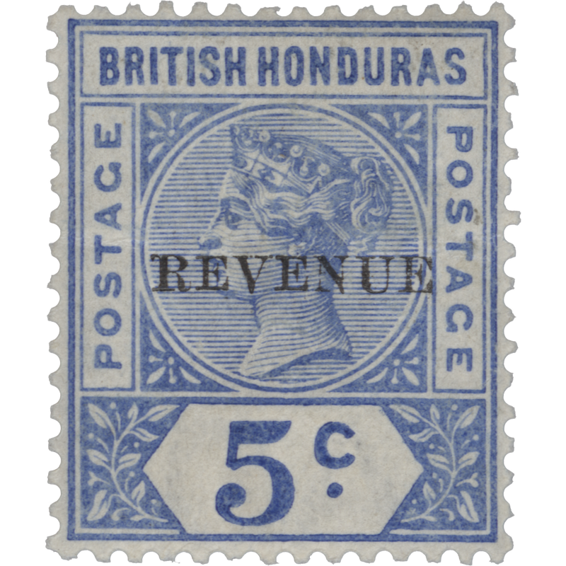 British Honduras 1899 (Unused) 5c Ultramarine 'REVENUE', 12 mm