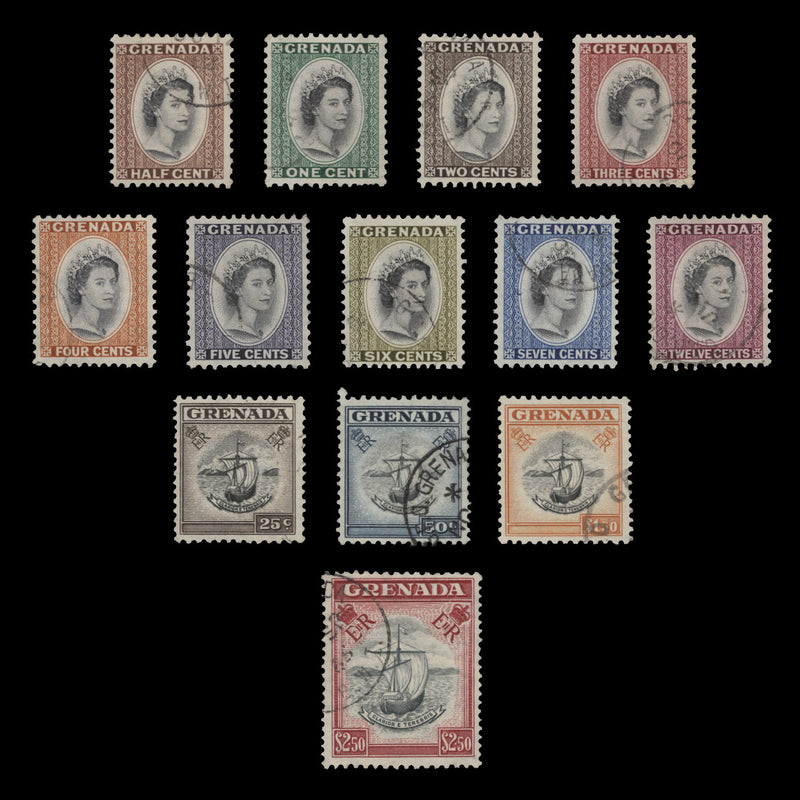 Grenada 1953-59 (Used) Definitives, script watermark