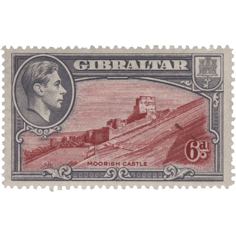 Gibraltar 1938 (MMH) 6d Moorish Castle, perf 14 x 14