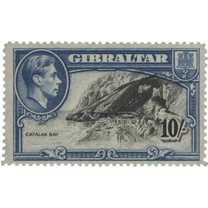 Gibraltar 1938 (MLH) 10s Catalan Bay, perf 14 x 14