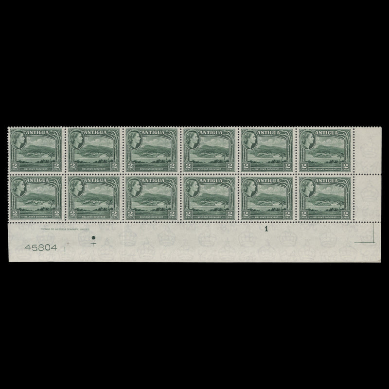 Antigua 1961 (MNH) 2c Nelson's Dockyard imprint/plate block