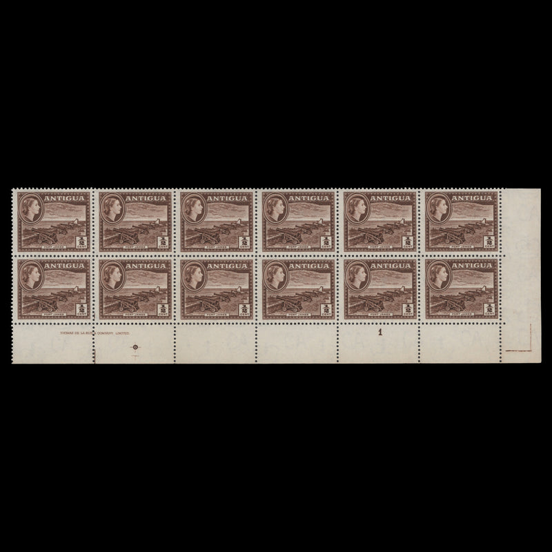 Antigua 1965 (MNH) ½c Fort James imprint/plate block