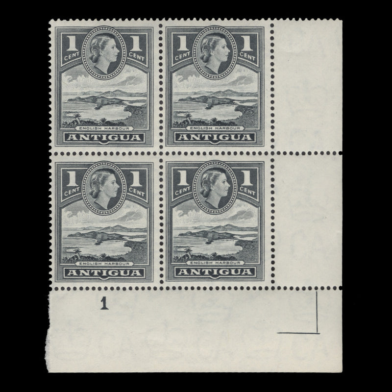 Antigua 1965 (MNH) 1c English Harbour plate 1 block