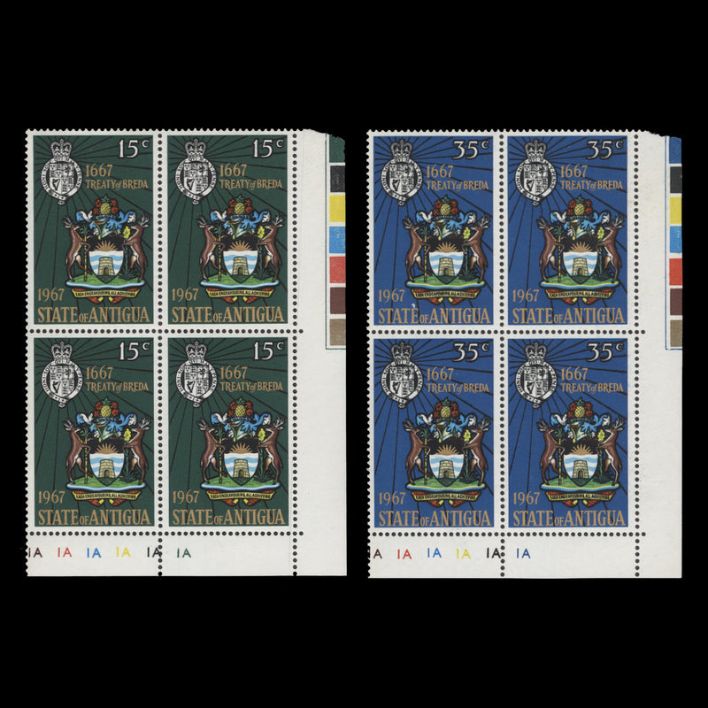 Antigua 1967 (MNH) Treaty of Breda plate blocks