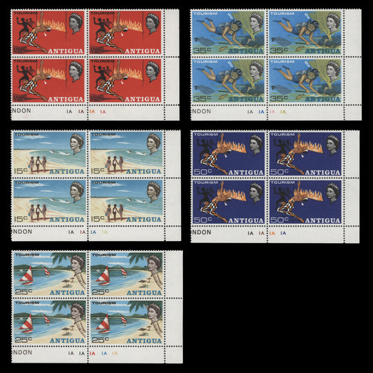 Antigua 1968 (MNH) Tourism plate blocks