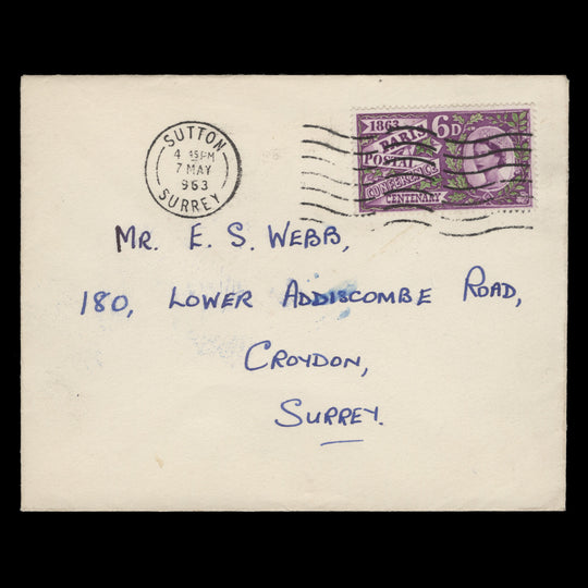 Great Britain 1963 (FDC) 6d Paris Postal Conference ordinary, SUTTON