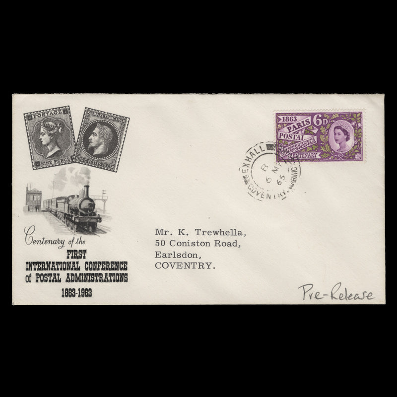 Great Britain 1963 Paris Postal Conference ordinary pre-release cover