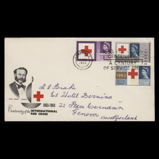 Great Britain 1963 (FDC) Red Cross Centenary phosphor, LONDON