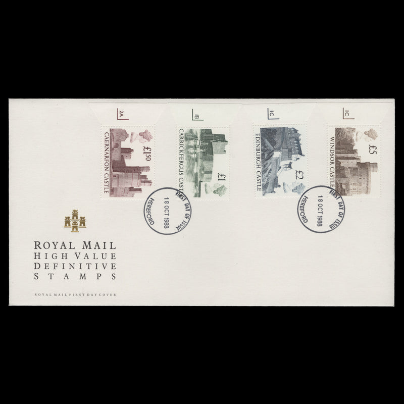 Great Britain 1988 High Value Castles first day cover, HEREFORD