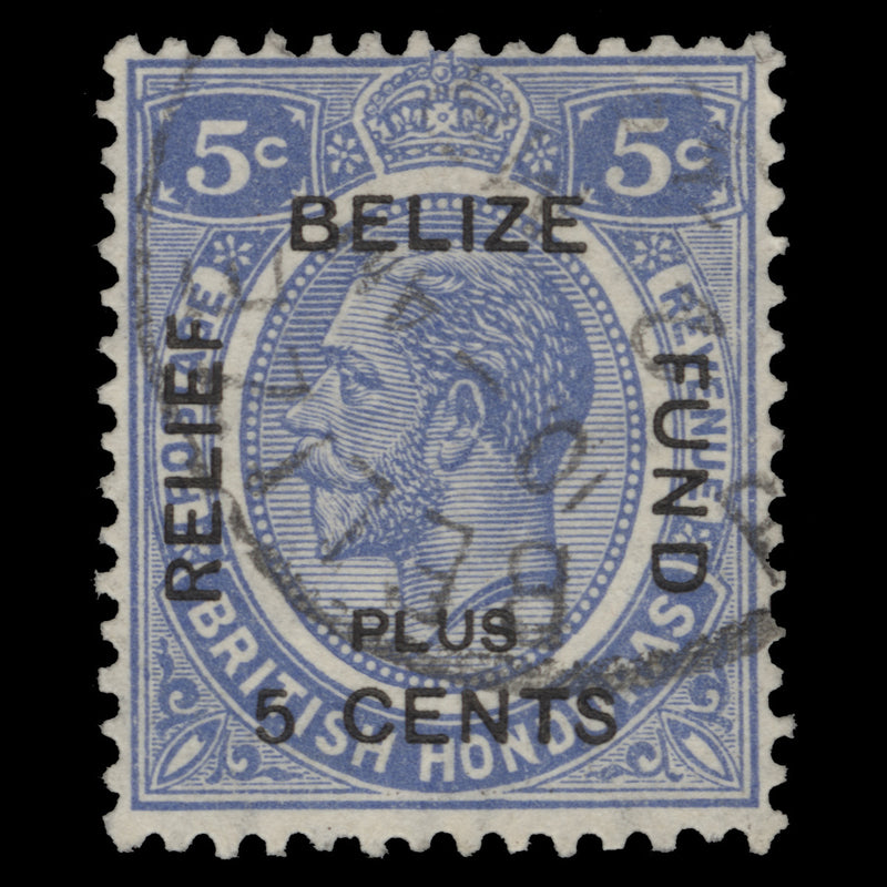 British Honduras 1932 (Used) 5c+5c Belize Relief Fund
