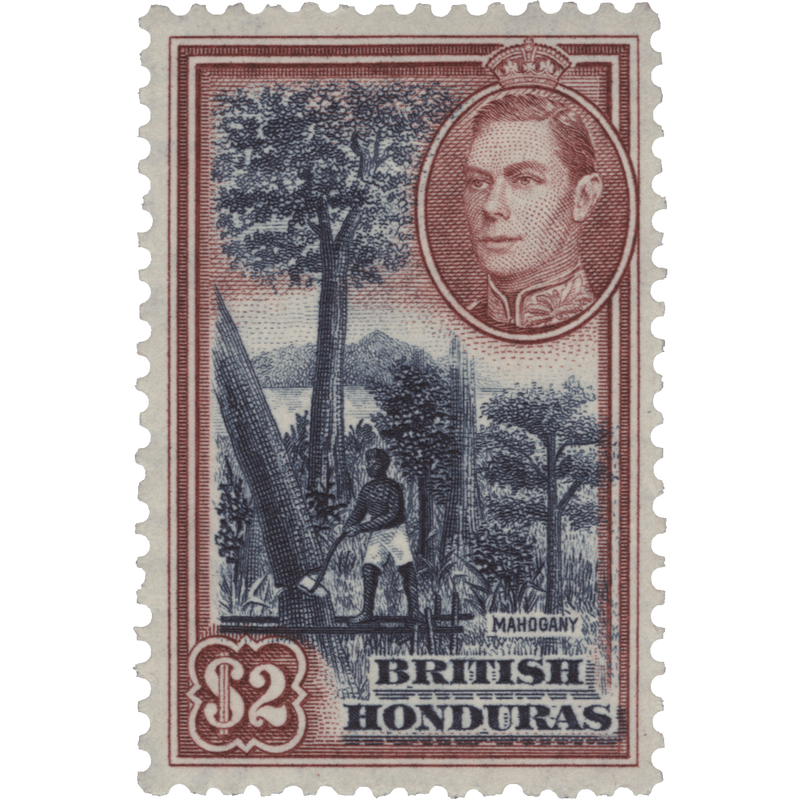British Honduras 1938 (MMH) $2 Mahogany Felling