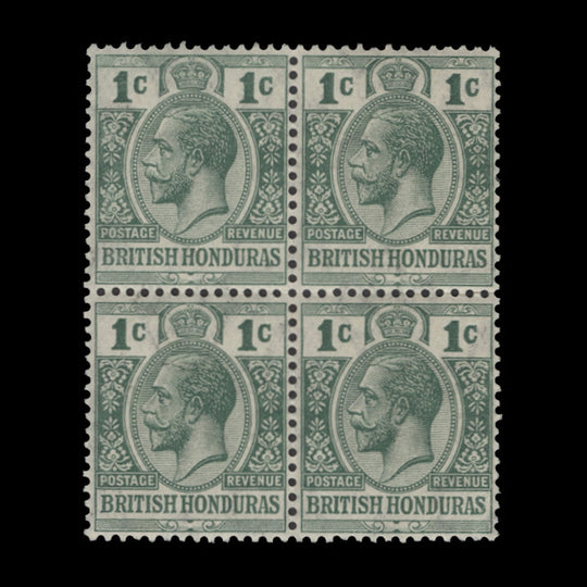British Honduras 1913 (MNH) 1c Blue-Green block