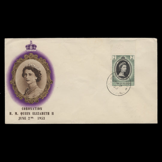 British Virgin Islands 1953 (FDC) 2c Coronation, ROAD TOWN