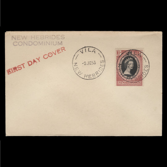 New Hebrides 1953 (FDC) 10c Coronation, VILA