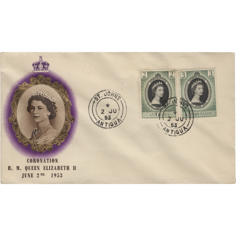 Antigua 1953 (FDC) Coronation singles, ST JOHNS