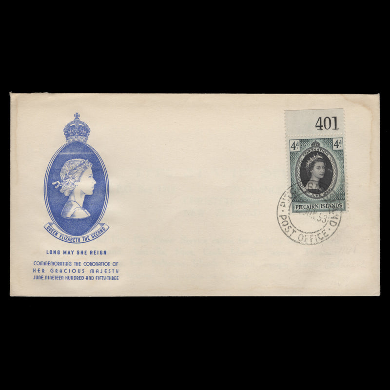 Pitcairn Islands 1953 (FDC) 4d Coronation