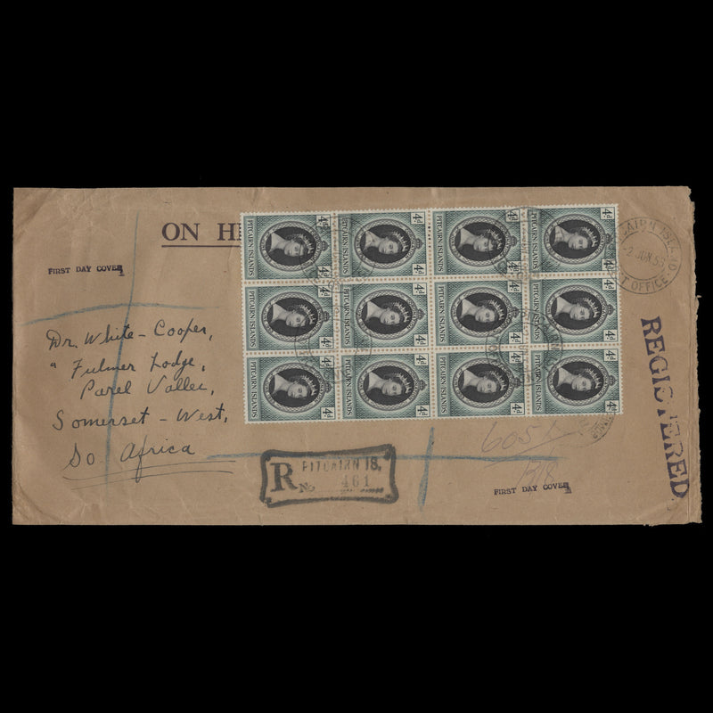 Pitcairn Islands 1953 (FDC) 4d Coronation block