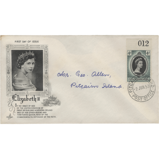 Pitcairn Islands 1953 (FDC) 4d Coronation