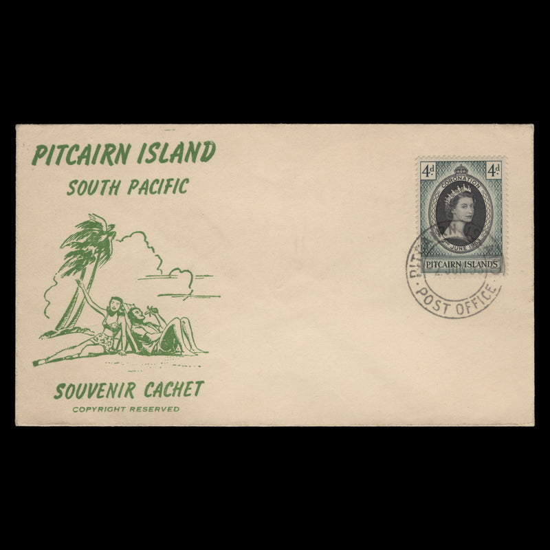 Pitcairn Islands 1953 (FDC) 4d Coronation