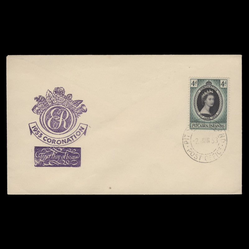 Pitcairn Islands 1953 (FDC) 4d Coronation