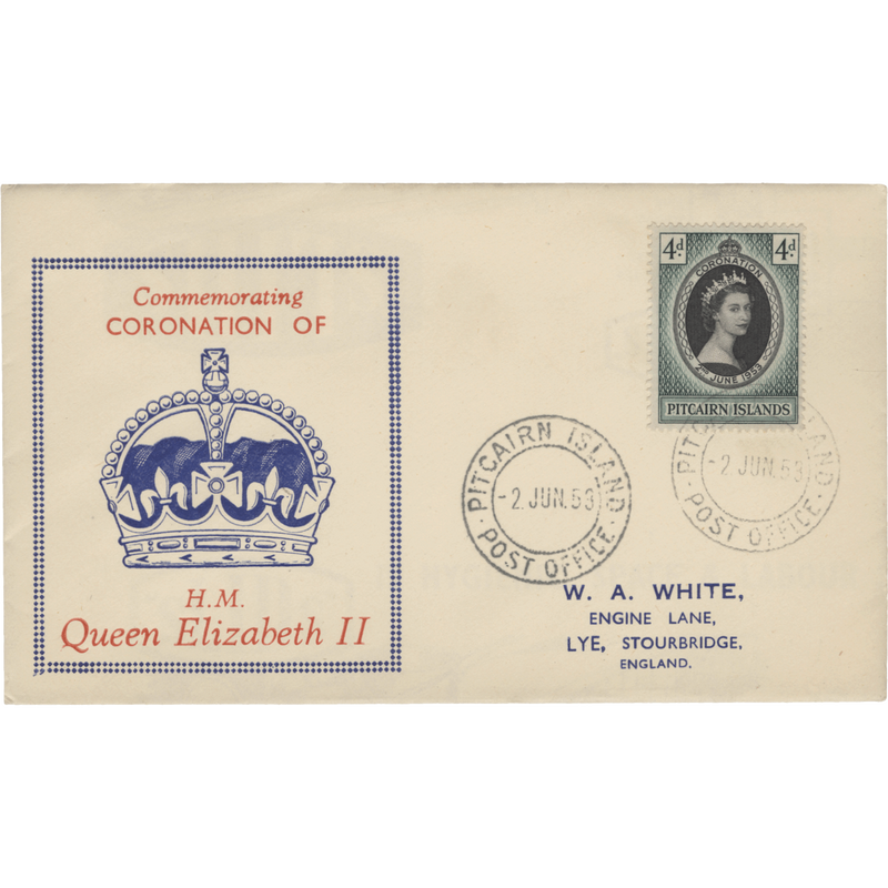 Pitcairn Islands 1953 (FDC) 4d Coronation