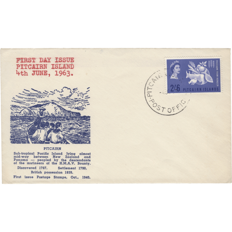 Pitcairn Islands 1963 (FDC) 2s6d Freedom From Hunger