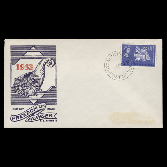 Pitcairn Islands 1963 (FDC) 2s6d Freedom From Hunger