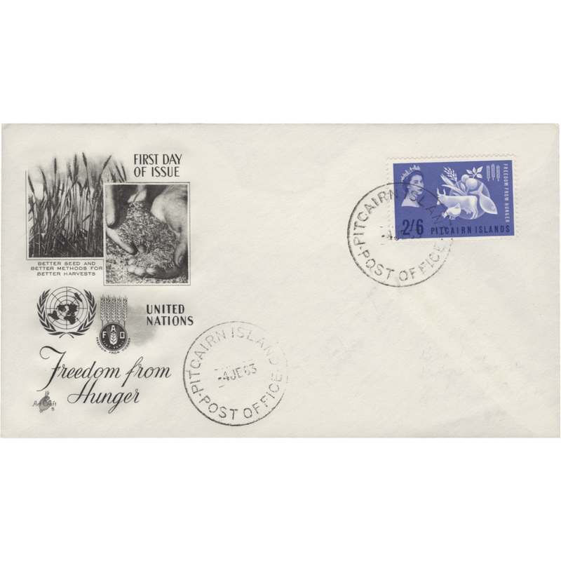 Pitcairn Islands 1963 (FDC) 2s6d Freedom From Hunger