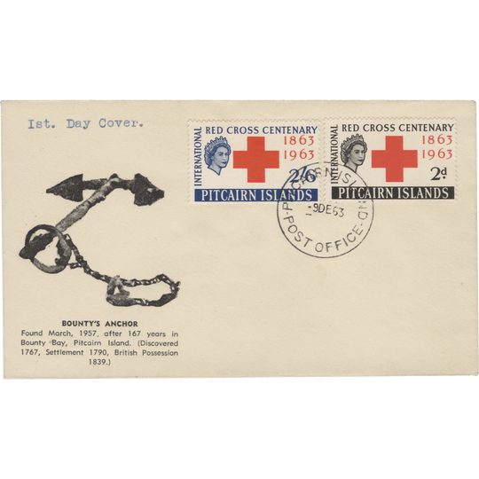 Pitcairn Islands 1963 Red Cross Centenary first day cover signed by islander