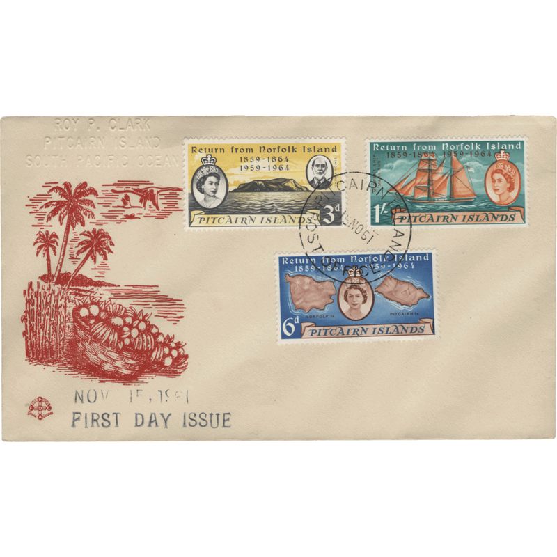 Pitcairn Islands 1961 (FDC) Return From Norfolk Island