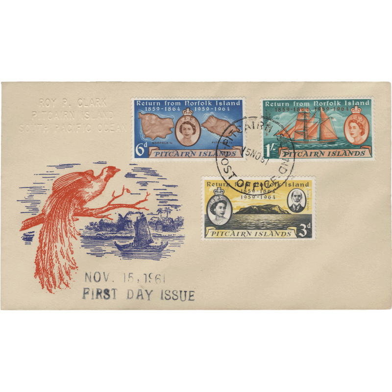 Pitcairn Islands 1961 (FDC) Return From Norfolk Island