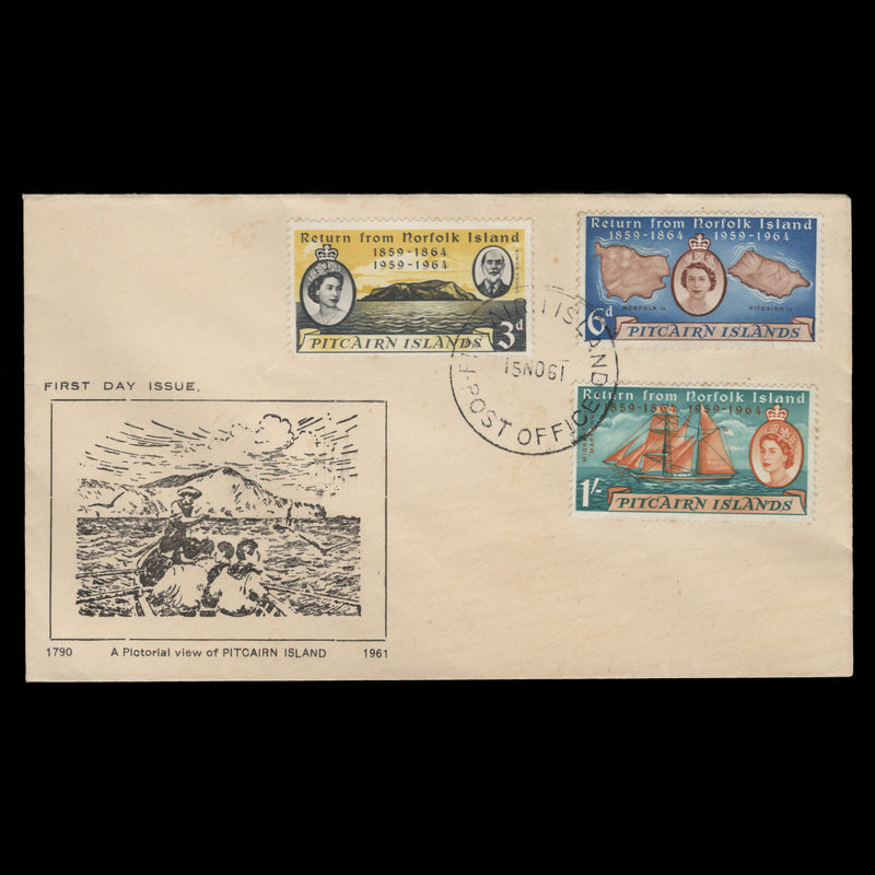 Pitcairn Islands 1961 (FDC) Return From Norfolk Island