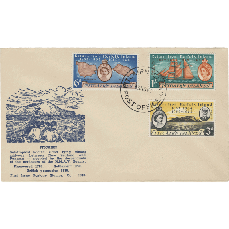 Pitcairn Islands 1961 (FDC) Return From Norfolk Island