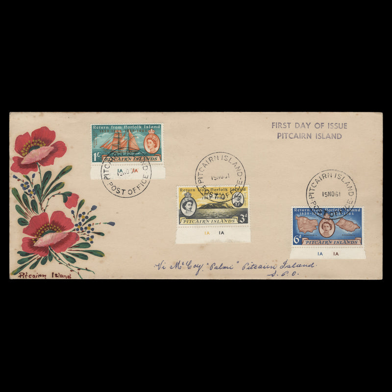 Pitcairn Islands 1961 (FDC) Return From Norfolk Island