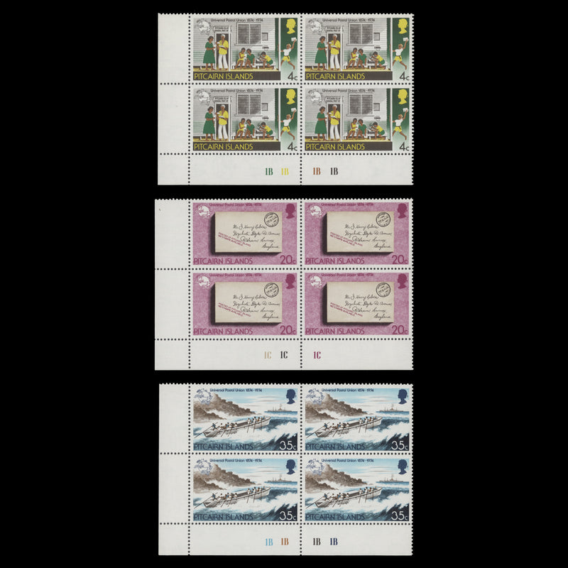 Pitcairn Islands 1974 (MNH) UPU Centenary plate blocks