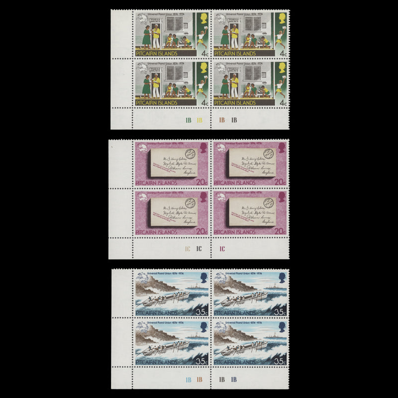 Pitcairn Islands 1974 (MNH) UPU Centenary plate blocks